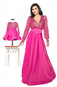 Rochita fetita tafta si paiete fucsia - Img 2