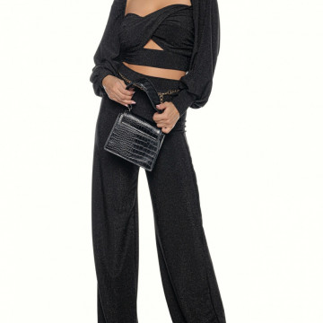 Compleu 2 piese,bustiera si pantalon din lurex Nitya - Img 1