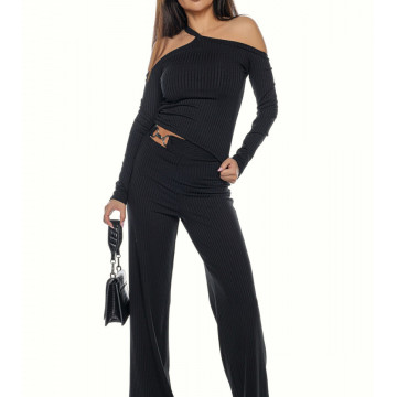 Compleu 2 piese cu pantalon larg si bluza sexy Lonna3 - Img 4
