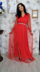 Rochie Ela rosu lung - Img 3