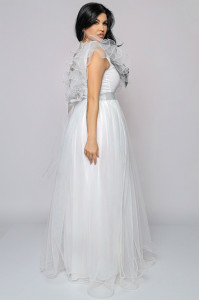Rochie lunga tulle alb U - Img 5