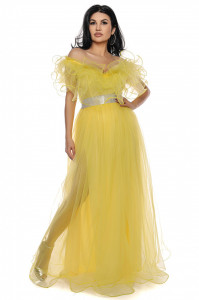 Rochie lunga tulle galben V - Img 2