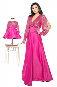 Set mama/fiica tafta si paiete fucsia - Img 2