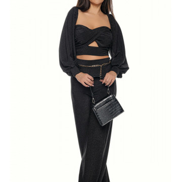 Compleu 2 piese,bustiera si pantalon din lurex Nitya - Img 2