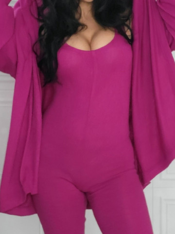 Compleu cu salopeta si cardigan fucsia - Img 7