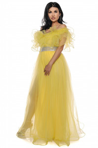 Rochie lunga tulle galben V - Img 3