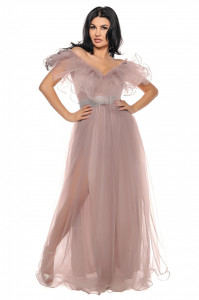 Rochie lunga tulle grej V - Img 4