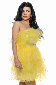 Rochie scurta tulle galben U - Img 2
