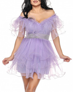 Rochie scurta tulle lila V - Img 3