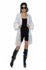 Cardigan alb cu tulle - Img 2