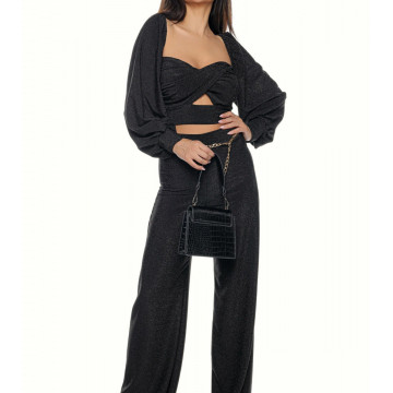 Compleu 2 piese,bustiera si pantalon din lurex Nitya - Img 3