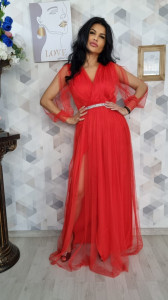 Rochie Ela rosu lung - Img 4