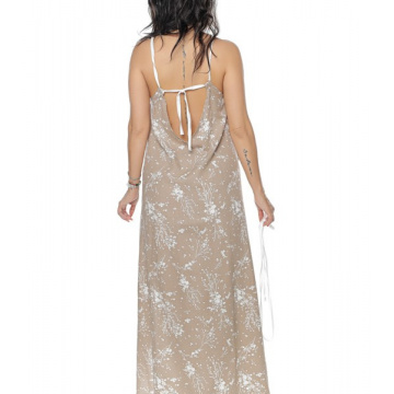 Rochie Farah din in lunga bej - Img 3