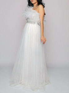 Rochie lunga tulle alb U - Img 6