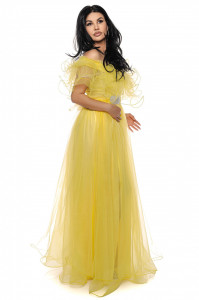 Rochie lunga tulle galben V - Img 4