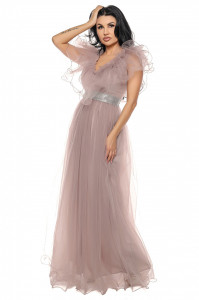 Rochie lunga tulle grej V - Img 1