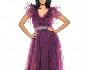 Rochie lunga tulle mov pruna V - Img 1