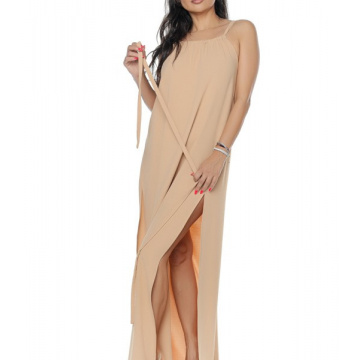 Rochie Sarah lunga bej - Img 1