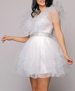 Rochie scurta tulle alb V - Img 6