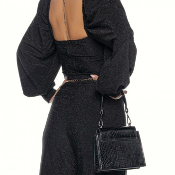 Compleu 2 piese,bustiera si pantalon din lurex Nitya - Img 4