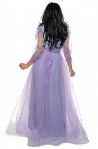 Rochie lunga din tulle lila cu pene - Img 5