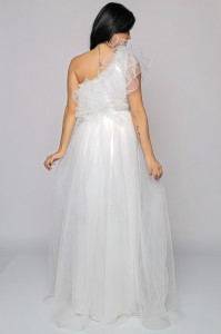 Rochie lunga tulle alb U - Img 7
