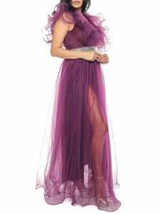 Rochie lunga tulle mov pruna V - Img 4