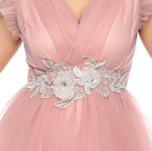 Rochie scurta tulle cu broderie in talie - Img 6