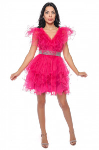Rochie scurta tulle fucsia V - Img 1