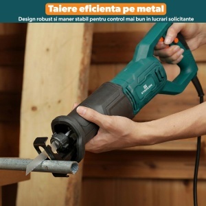 Fierastrau Sabie STARKEN®, Model SFX-671, Motor 710 W din Cupru, Turatie Variabila 0-2800 SPM, Cursa 20 mm, Adancime Taiere Lemn 115 mm, Taiere Otel 5 mm, Picior Pivotant, Functie Lock-On, Schimbare Lama Fara Scule, Maner Soft Grip - Img 4
