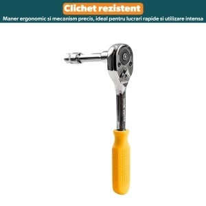 Cutie de Scule STARKEN®, Model KEY-178, Set Complet 178 Bucati, Manere Ergonomice Soft-Grip, Cutie Compacta si Organizata, Surubelnite Magnetizate, Surubelnite de Precizie, Chei Fixe, Tubulare, Clichet, Clesti, Ciocan, Cutter, Ruleta, Nivela, Biti - Img 5