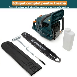 Drujba pe Benzina 3.0 CP, STARKEN®, DRX-655, 55 CC, 8500 RPM, Lama 40 cm, Motor 2 Timpi, Sistem Anti-Vibratii, Rezervor Combustibil 550 ml, Rezervor Ulei 260 ml, Lant + Lama Incluse - Img 6