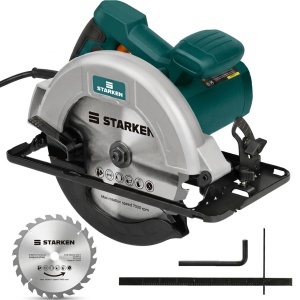 Fierastrau Circular STARKEN®, Model SAW-685, Motor 1400 W din Cupru, Disc 185 mm, Turatie 5800 RPM, Adancime Taiere 62 mm la 90° si 42 mm la 45°, Taiere la Unghi 45°, Ghidaj Paralel, Extragere Praf, Maner Soft Grip, Intrerupator cu Blocare