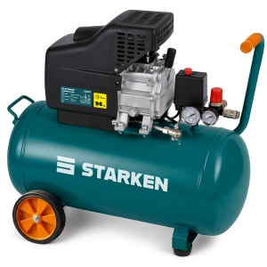 Compresor Aer 50L, STARKEN® AIR-450, 1800W, 8 Bar, Debit 220 L/min, 2800 RPM, Cu Ulei, 230V, 2 Cuple Rapide, 2 Manometre, Supape Siguranta Cupru, Protectie Suprasarcina, Disjunctor 6.5A, Maner Metalic Transport