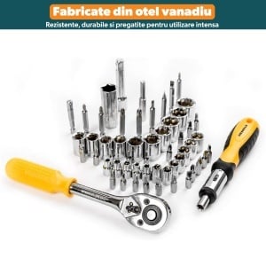 Cutie de Scule STARKEN®, Model KEY-178, Set Complet 178 Bucati, Manere Ergonomice Soft-Grip, Cutie Compacta si Organizata, Surubelnite Magnetizate, Surubelnite de Precizie, Chei Fixe, Tubulare, Clichet, Clesti, Ciocan, Cutter, Ruleta, Nivela, Biti - Img 3