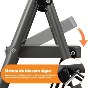Scara Pliabila STARKEN®, Model STP-413, 3 Trepte, Sarcina Maxima 150 kg, Structura din Otel, Maner din Spuma, Trepte Late 26,5 x 17 cm, Design Stabil si Rezistent, Potrivita pentru Casa, Birou, Depozit - Img 2