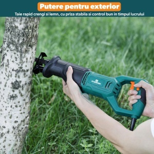 Fierastrau Sabie STARKEN®, Model SFX-671, Motor 710 W din Cupru, Turatie Variabila 0-2800 SPM, Cursa 20 mm, Adancime Taiere Lemn 115 mm, Taiere Otel 5 mm, Picior Pivotant, Functie Lock-On, Schimbare Lama Fara Scule, Maner Soft Grip - Img 6