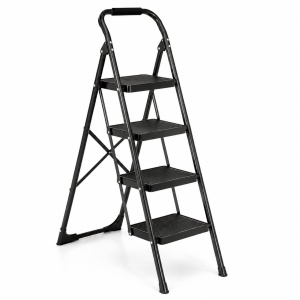 Scara Pliabila STARKEN®, Model STP-414, 4 Trepte, Sarcina Maxima 150 kg, Structura din Otel, Maner din Spuma, Trepte Late 26,5 x 17 cm, Design Stabil si Rezistent, Potrivita pentru Casa, Birou, Depozit
