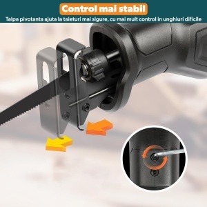 Fierastrau Sabie STARKEN®, Model SFX-671, Motor 710 W din Cupru, Turatie Variabila 0-2800 SPM, Cursa 20 mm, Adancime Taiere Lemn 115 mm, Taiere Otel 5 mm, Picior Pivotant, Functie Lock-On, Schimbare Lama Fara Scule, Maner Soft Grip - Img 3