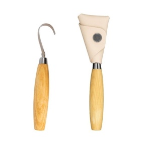 Cutit sculptura tip carlig Mora Nr. 164 DREAPTA cu teaca din piele - Img 1