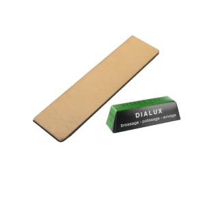 SP120x30.1 Set strop din piele pentru ascutire 120x30 mm cu pasta de ascutire Chrox/Dialux Verde - Img 1