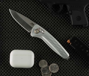 Briceag automat SOG One-Zero AU - Silver + Chrome - Img 8