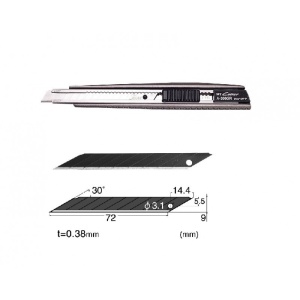 Set Cutter / cutit utilitar metalic mic NT Cutter - 9mm + 10 lame de schimb + rigla 30 cm - Img 5
