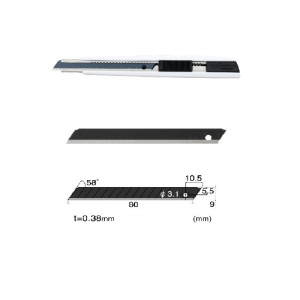 Set Cutter / cutit utilitar mic serie BLACK & WHITE -NT Cutter - 9mm + 10 lame de schimb - Img 1