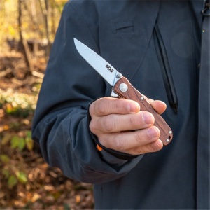 Briceag SOG - Twitch II - Drop Point, Satin, Maner din lemn - Img 9