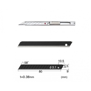 Set Cutter / cutit utilitar INOX mic - NT Cutter - 9mm + 10 lame de schimb - Img 1