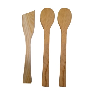 Set 2 linguri si spatula de cioplit din lemn de cires - Img 1