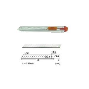 Set Cutter / cutit utilitar transparent mic NT Cutter - 9mm + 10 lame de schimb - Img 6