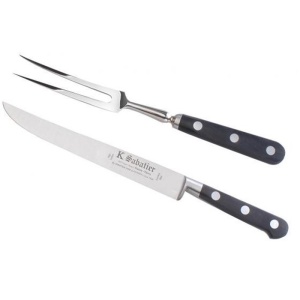 Set cutit si furculita curbata- cutie cadou, lungime 20cm, Sabatier Authentique - Img 1