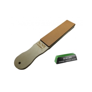SP150x40.5 Set strop din piele cu maner pentru ascutire 150x40 mm cu pasta de ascutire Chrox/Dialux Verde - Img 1